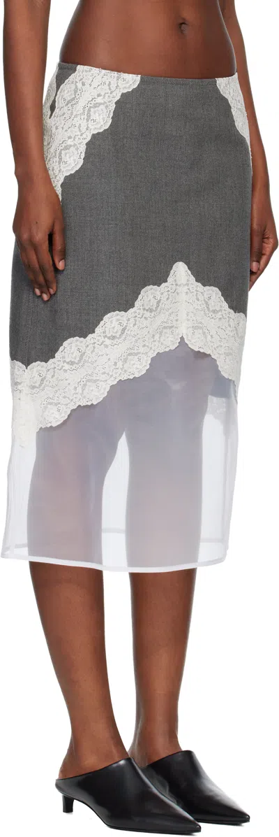 Jil Sander Women Wool Mid Skirt In Gray