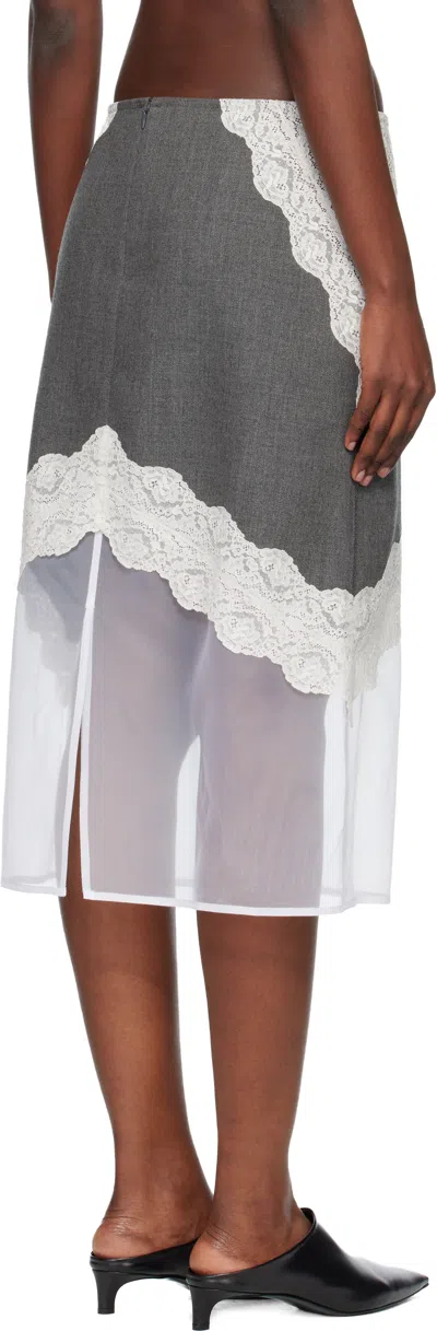 Jil Sander Women Wool Mid Skirt In Gray