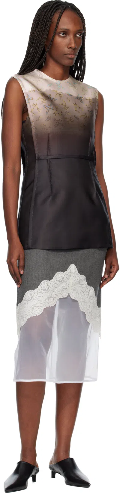 Jil Sander Women Wool Mid Skirt In Gray