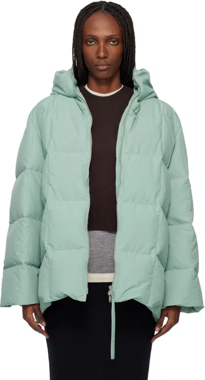 Jil Sander Green Quilted Down Jacket