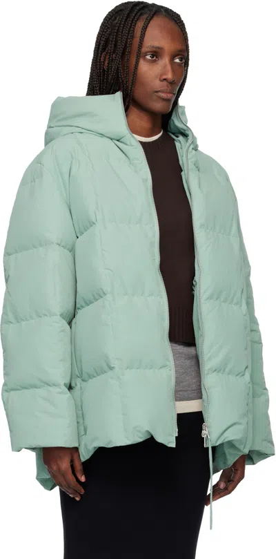 Jil Sander Green Quilted Down Jacket