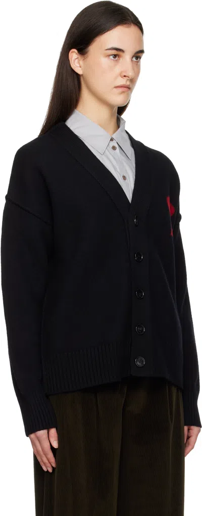 Ami Alexandre Mattiussi Black Wool Ami De Coeur Cardigan In Black