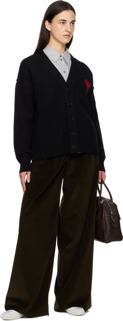 Ami Alexandre Mattiussi Black Wool Ami De Coeur Cardigan In Black