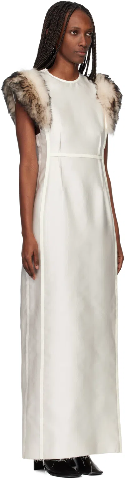 Jil Sander Off-white Silk Poly Duchesse Maxi Dress In White
