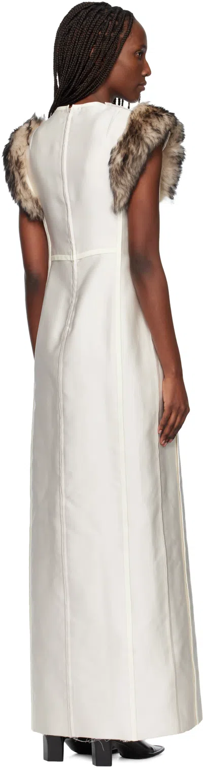 Jil Sander Off-white Silk Poly Duchesse Maxi Dress In White