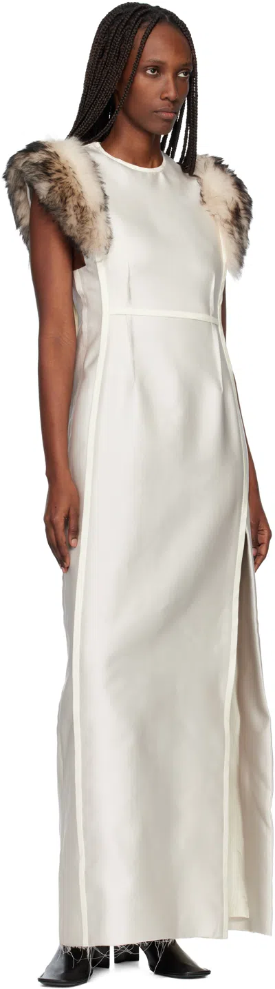 Jil Sander Off-white Silk Poly Duchesse Maxi Dress In White