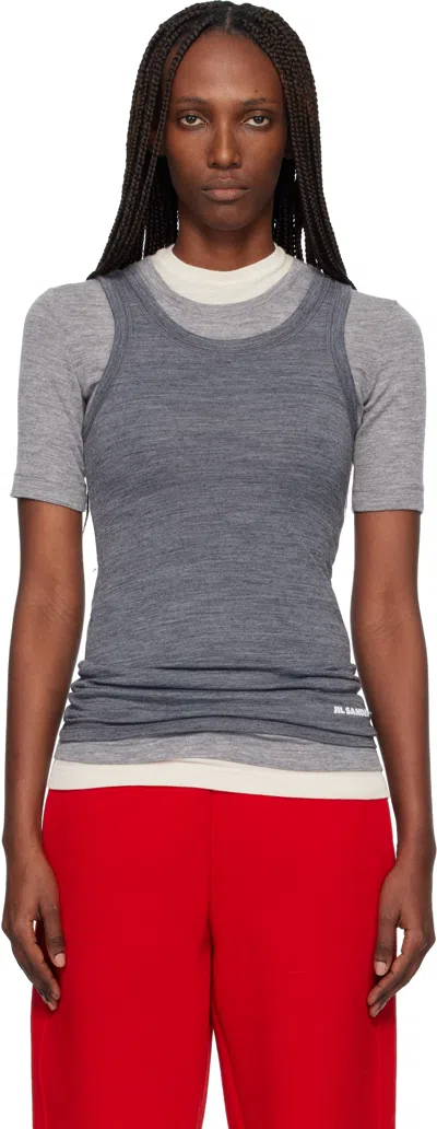 Jil Sander Gray Lightweight Technical Wool Jersey Tank Top