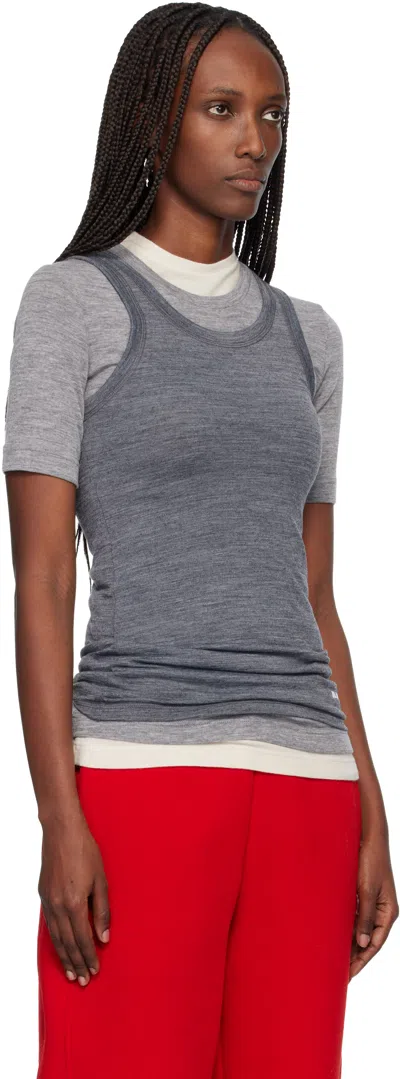 Jil Sander Gray Lightweight Technical Wool Jersey Tank Top