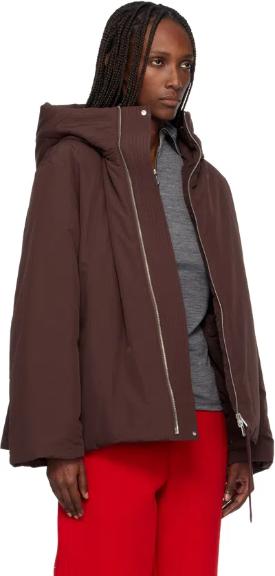 Jil Sander Burgundy Taffeta Down Jacket In Burgundy