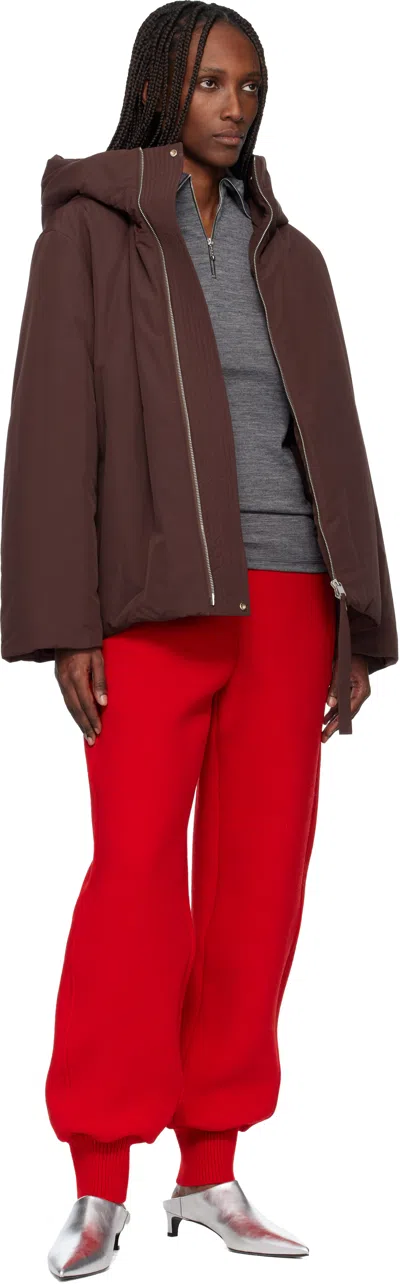 Jil Sander Burgundy Taffeta Down Jacket In Burgundy