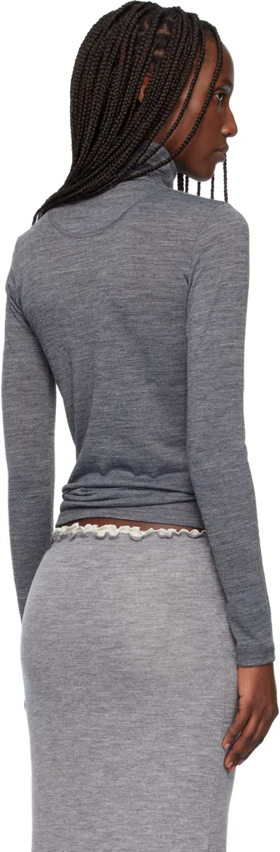 Jil Sander Gray Lightweight Technical Wool Turtleneck In 028 Dark Grey