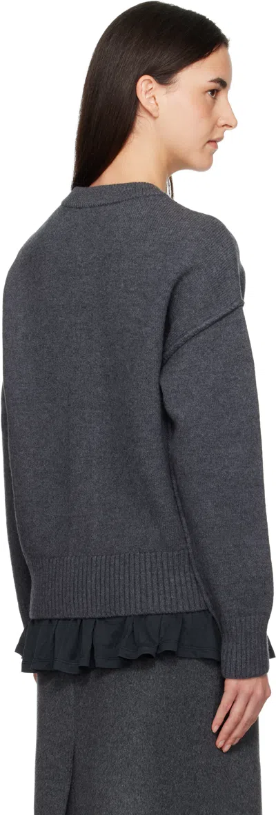 Ami Alexandre Mattiussi Gray Felted Merino Wool Knit Ami De Coeur Cardigan In Gray