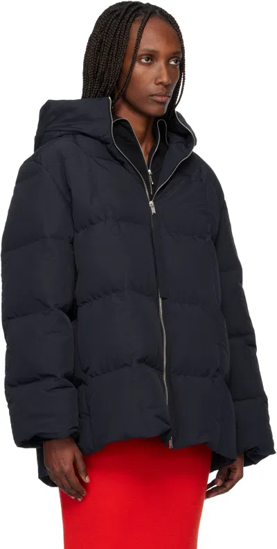 Jil Sander Black Quilted Down Jacket In Blue