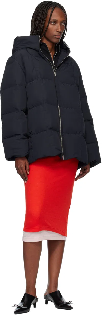 Jil Sander Black Quilted Down Jacket In Blue