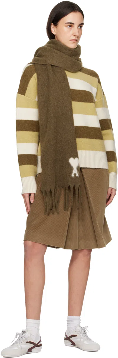 Ami Alexandre Mattiussi Brown Alpaca Ami De Coeur Scarf In Brown
