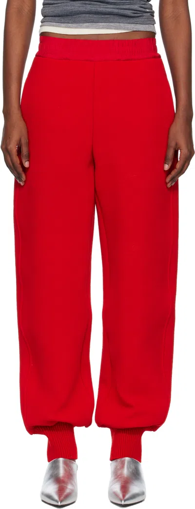 Jil Sander Red Wool Crepe Double Face Lounge Pants In Multi