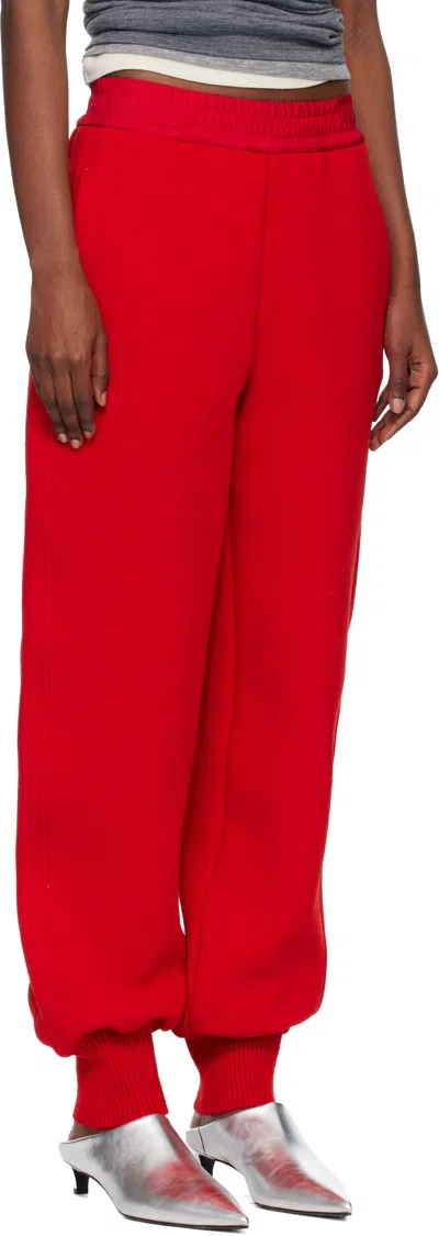 Jil Sander Red Wool Crepe Double Face Lounge Pants In Multi