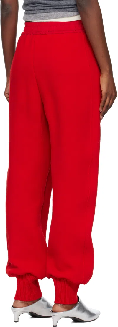 Jil Sander Red Wool Crepe Double Face Lounge Pants In Multi