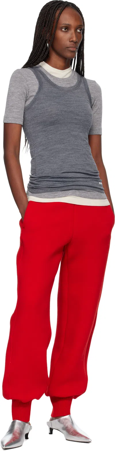 Jil Sander Red Wool Crepe Double Face Lounge Pants In Multi
