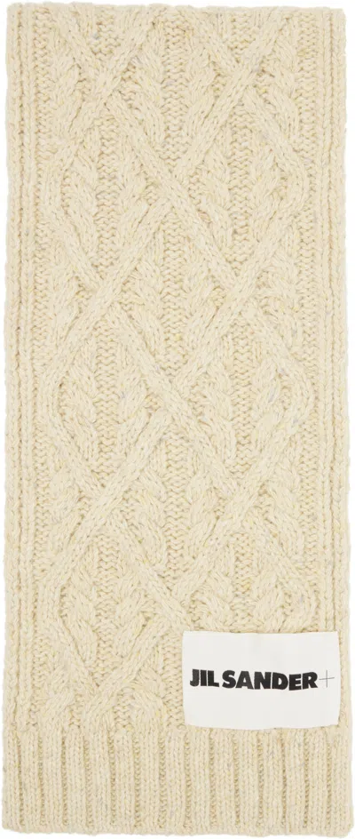 Jil Sander Beige Chunky Donegal Wool Cable Scarf In Neutral