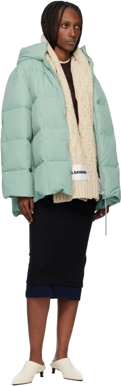 Jil Sander Beige Chunky Donegal Wool Cable Scarf In Neutral