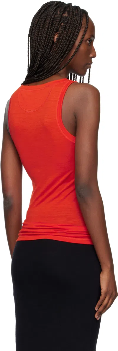 Jil Sander Red Lightweight Technical Wool Jersey Tank Top In Animal Print