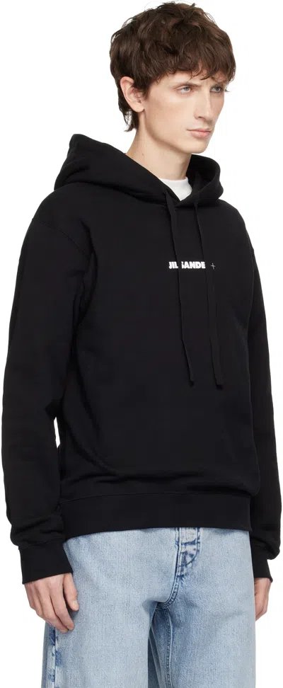 Jil Sander Logo Cotton Hoodie In Black