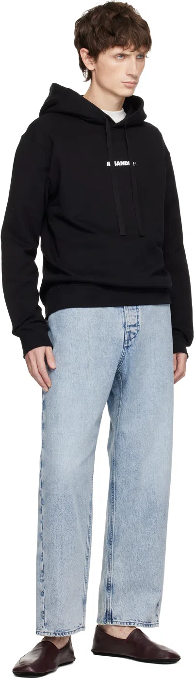 Jil Sander Logo Cotton Hoodie In Black