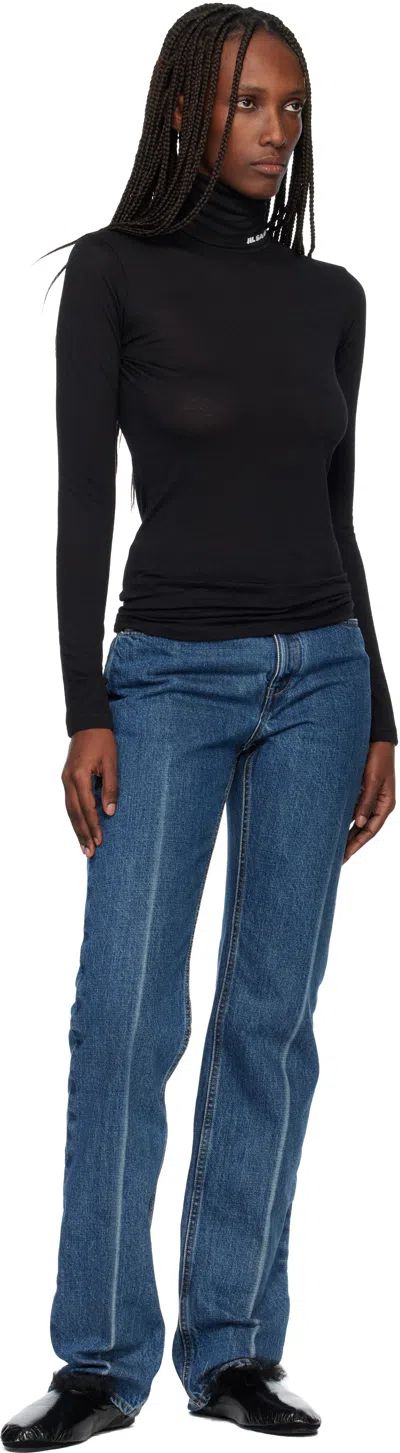 Jil Sander Blue Diagonal Cotton Denim Jeans In Yellow