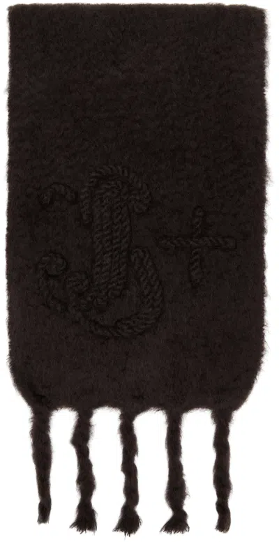 Jil Sander Brown Mohair Scarf