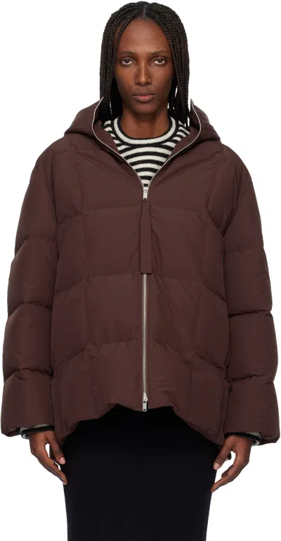 Jil Sander Burgundy Quilted Down Jacket In Brown