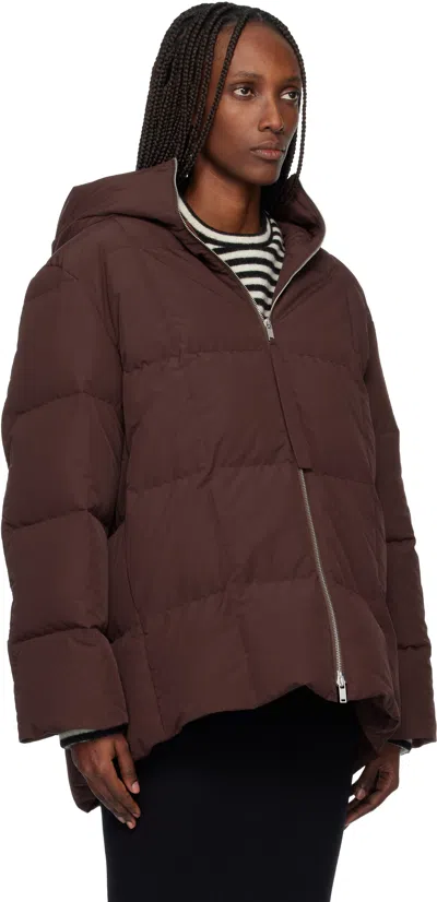 Jil Sander Burgundy Quilted Down Jacket In Brown