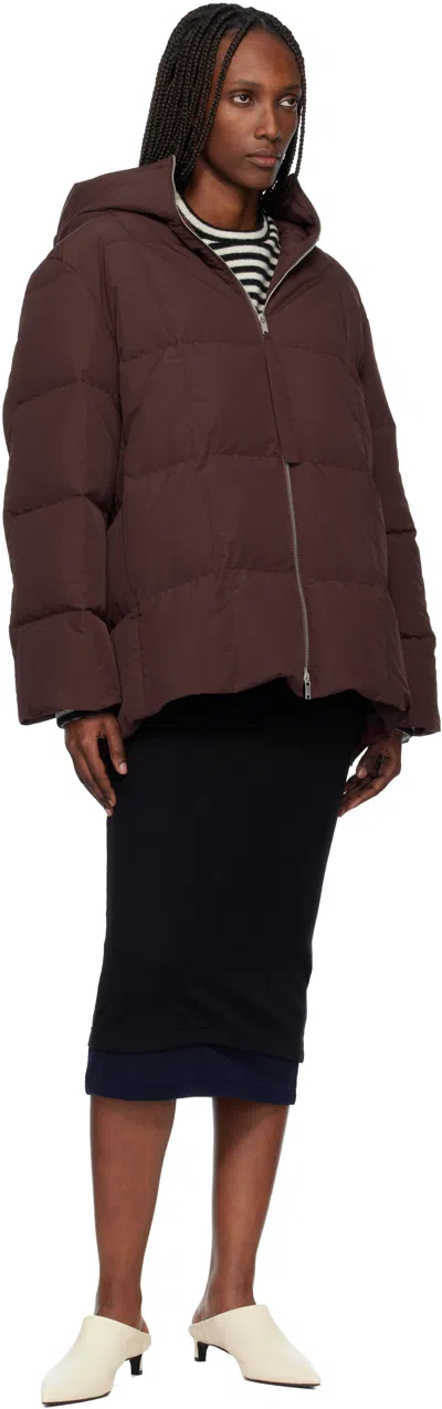Jil Sander Burgundy Quilted Down Jacket In Brown