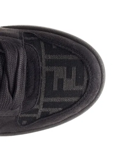 Fendi Match Sneakers In Ff Jacquard Fabric And Suede In Gray