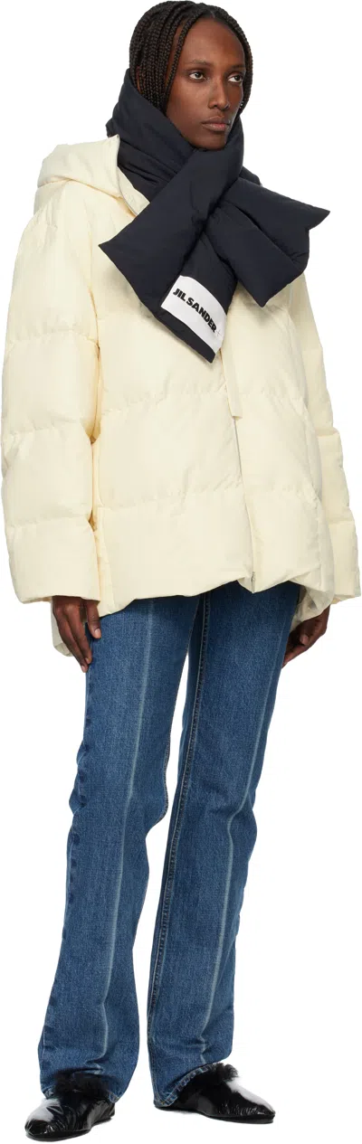 Jil Sander Distinctive Edging Polyester Scarf In Black