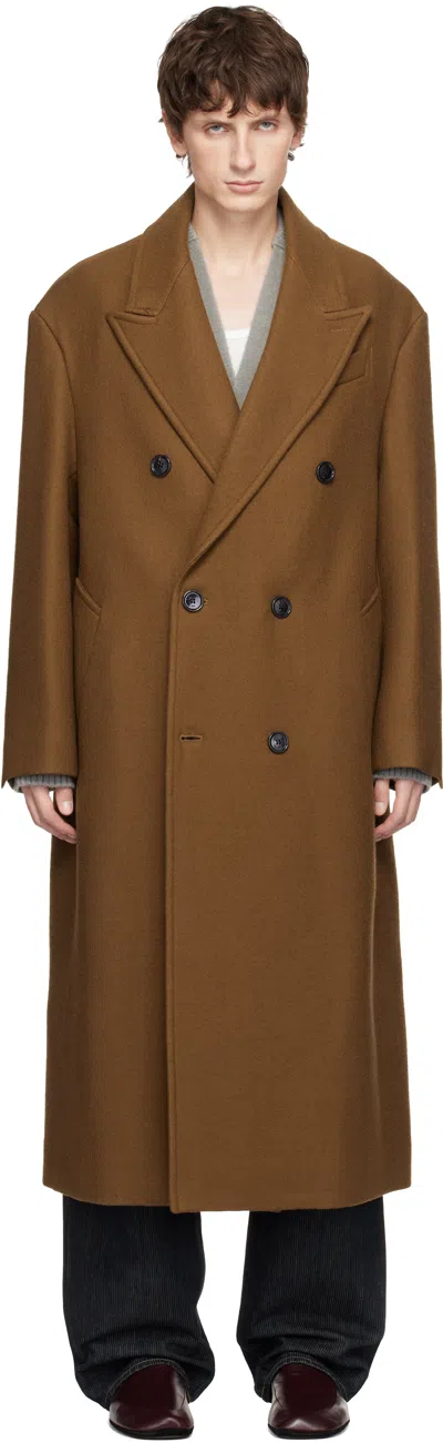 Ami Alexandre Mattiussi Ami Paris Double Breasted Coat In Animal Print