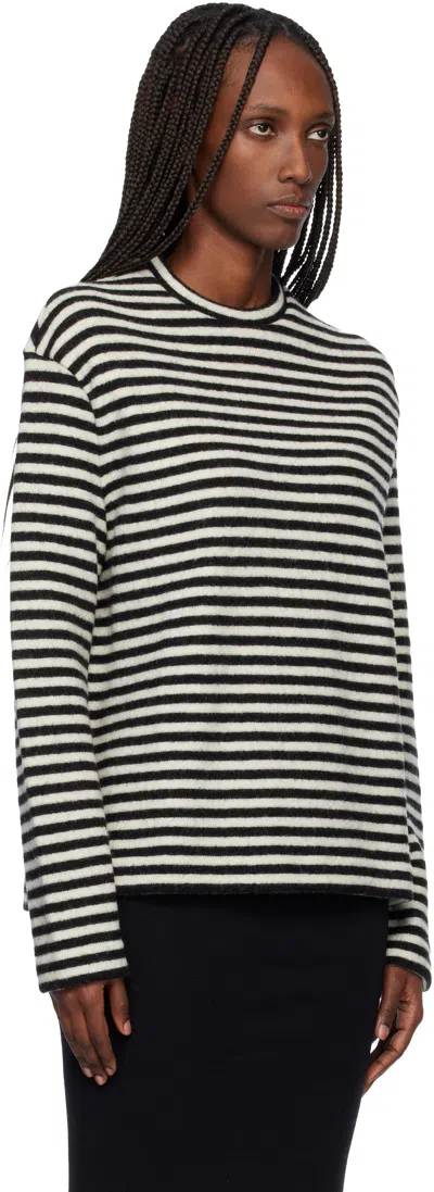 Jil Sander Black & White Boiled Striped Wool Compact Sweater In Multi