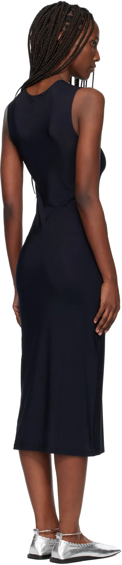 Jil Sander Black Jersey Slip Midi Dress In Black