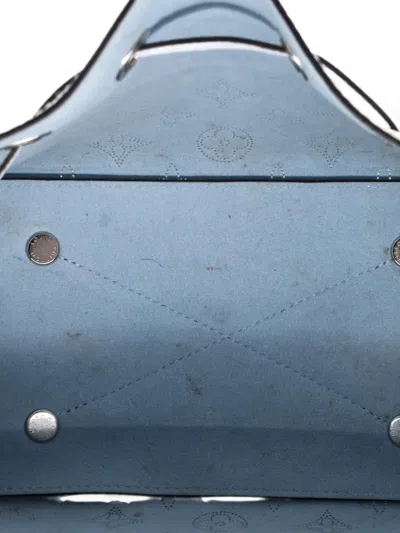 Pre-owned Louis Vuitton Bella Gradient Mahina Leather Bucket Bag In Blue