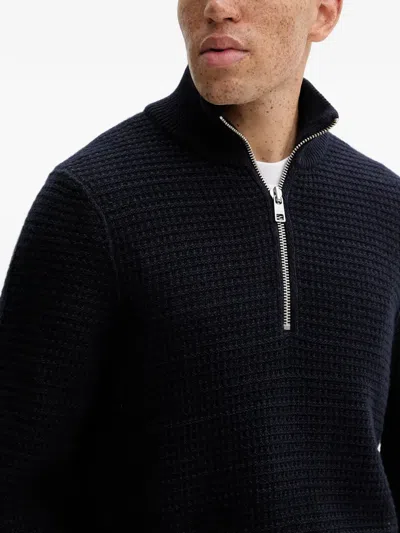 Marc O'polo Zip Textured Sweater In Blue