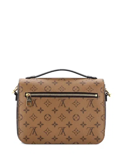 Pre-owned Louis Vuitton Pochette Metis Reverse Monogram Canvas Crossbody Bag In Brown