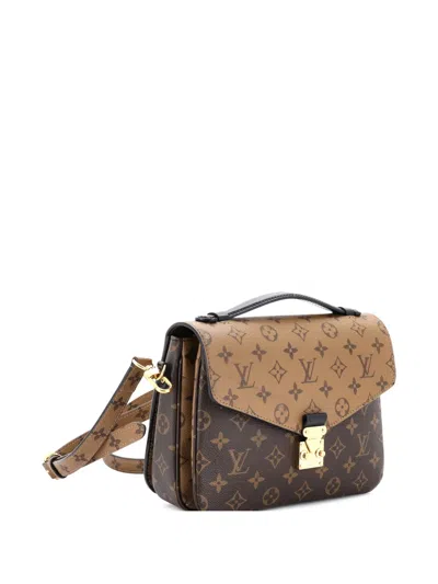 Pre-owned Louis Vuitton Pochette Metis Reverse Monogram Canvas Crossbody Bag In Brown