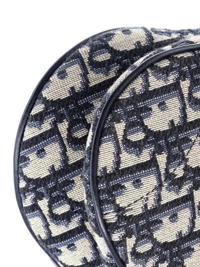 Pre-owned Dior Saddle Handbag Oblique Canvas Mini Shoulder Bag In Blue