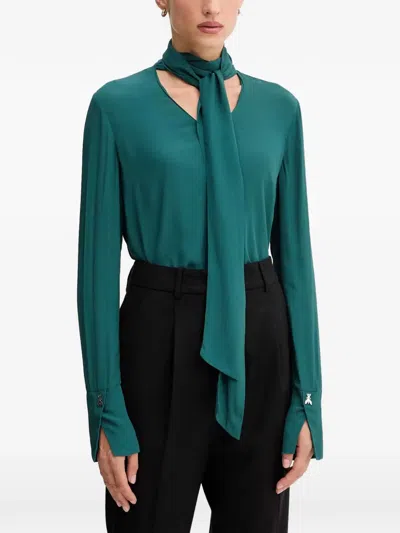 Patrizia Pepe Tie-detail Blouse In Green
