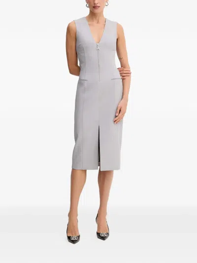 Patrizia Pepe Zip-fastening Sleeveless Midi Dress In Gray