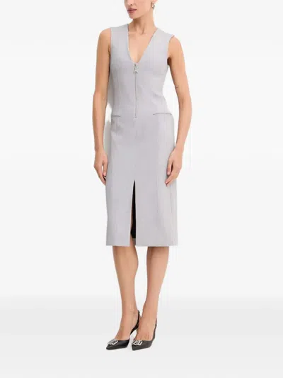 Patrizia Pepe Zip-fastening Sleeveless Midi Dress In Gray