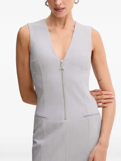 Patrizia Pepe Zip-fastening Sleeveless Midi Dress In Gray