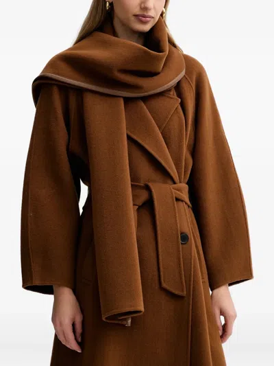 Liviana Conti Noah Belted Scarf-detail Coat In Brown