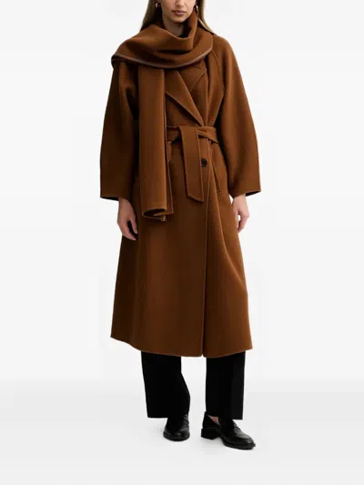 Liviana Conti Noah Belted Scarf-detail Coat In Brown