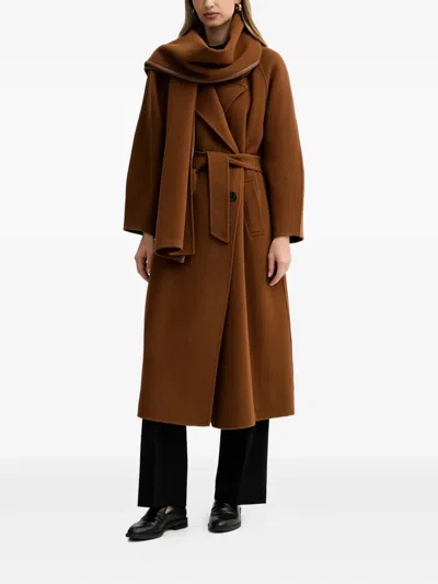 Liviana Conti Noah Belted Scarf-detail Coat In Brown